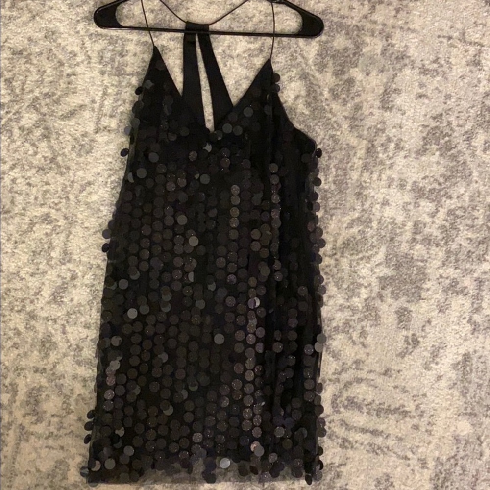 Sequin black mini dress